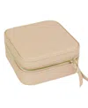 Mele & Co Stow And Go Square Travel Jewelry Case In Leather In Buff