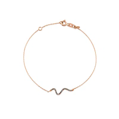 Melez Mini Atelier Women's Blue / Gold / Rose Gold Kundalini Bracelet - Solid Rose Gold With Blue Topaz Crystals