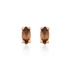 Melez Mini Atelier Women's Brown / Gold / Rose Gold Kofi Drop Earrings - Solid Rose Gold With Smoky Crystals