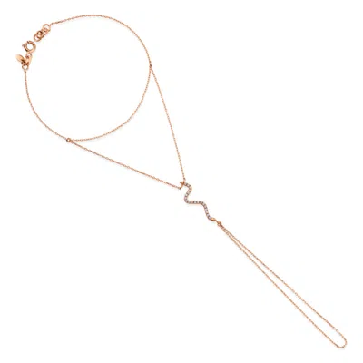 Melez Mini Atelier Women's Gold / Rose Gold / Blue Kundalini Handchain - Solid Rose Gold With Blue Topaz Crystals In Multi