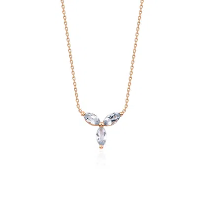 Melez Mini Atelier Women's Gold / Rose Gold / Blue Sky Blue Necklace - Solid Rose Gold With Sky Blue Topaz Crystals