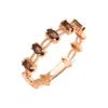 Melez Mini Atelier Women's Gold / Rose Gold / Brown Vera Kofi Ring - Solid Rose Gold With Smoky Crystals