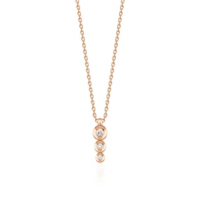 Melez Mini Atelier Women's Gold / Rose Gold Dots Necklace - Solid Rose Gold With Diamonds