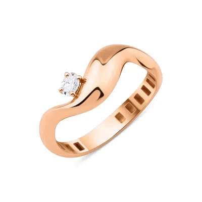 Melez Mini Atelier Women's Gold / Rose Gold Solea Ring - Solid Rose Gold With Diamonds