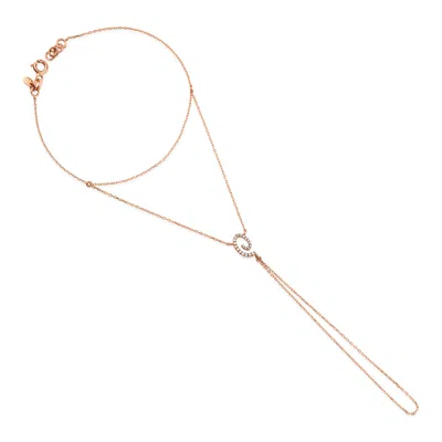 Melez Mini Atelier Women's Gold / Rose Gold Spiral Halo Handchain - Solid Rose Gold With Diamonds