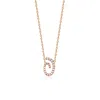 Melez Mini Atelier Women's Gold / Rose Gold Spiral Halo Necklace - Solid Rose Gold With Diamonds