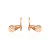 Melez Mini Atelier Women's Gold / Rose Gold / White Crest Half Moon Earrings - Solid Rose Gold With Diamonds