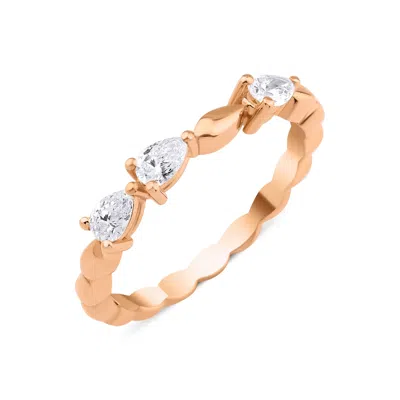 Melez Mini Atelier Women's Gold / Rose Gold / White Deia Diamond Ring - Solid Rose Gold With Diamonds