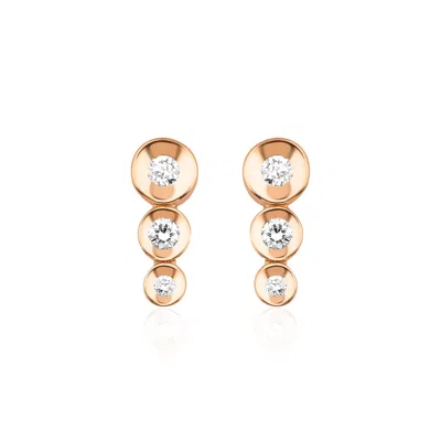 Melez Mini Atelier Women's Gold / Rose Gold / White Dots Earrings - Solid Rose Gold With Diamonds