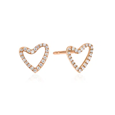 Melez Mini Atelier Women's Gold / Rose Gold / White Halo Eos Earrings - Solid Rose Gold With Diamonds