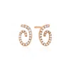 Melez Mini Atelier Women's Gold / Rose Gold / White Spiral Halo Earrings - Solid Rose Gold With Diamonds