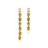 Melez Mini Atelier Women's Green / Gold / Rose Gold Olivea Earrings - Solid Rose Gold With Peridot Crystals & Diamonds