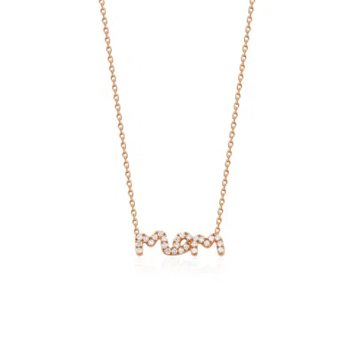 Melez Mini Atelier Women's Mom Necklace - Solid Rose Gold With Diamonds