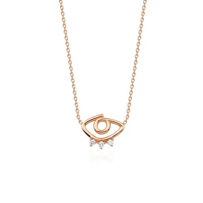 Melez Mini Atelier Women's Rose Gold / Gold Lumos Necklace - Solid Rose Gold With Diamonds