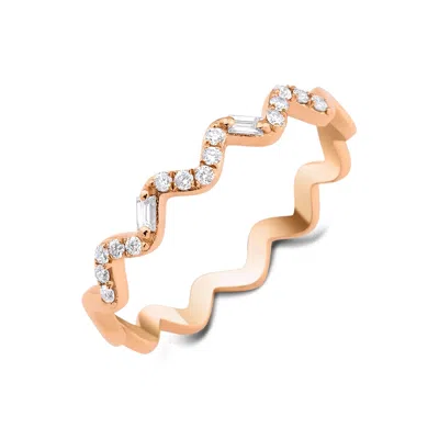 Melez Mini Atelier Women's Rose Gold / White / Gold Nova Ring - Solid Rose Gold With Diamonds