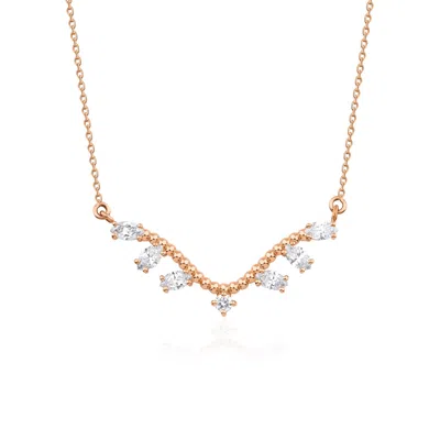 Melez Mini Atelier Women's Wavy Diamond Necklace - Solid Rose Gold With Diamonds