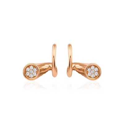 Melez Mini Atelier Women's White / Gold / Rose Gold Crest Full Moon Earrings - Solid Rose Gold With Diamonds