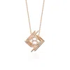 Melez Mini Atelier Women's White / Gold / Rose Gold Signature Letter Necklace - Solid Rose Gold With Diamonds