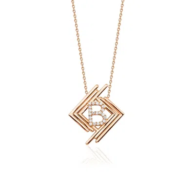 Melez Mini Atelier Women's White / Gold / Rose Gold Signature Letter Necklace - Solid Rose Gold With Diamonds