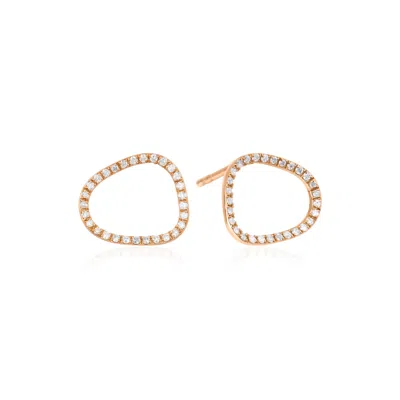 Melez Mini Atelier Women's White / Gold / Rose Gold Vega Halo Earrings - Solid Rose Gold With Diamonds