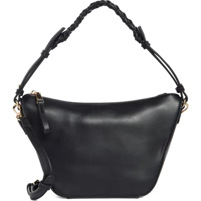 Melie Bianco Audrina Woven Handle Handbag In Black