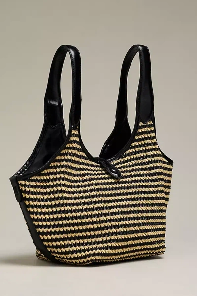 Melie Bianco Bondi Raffia Hobo Bag In Black