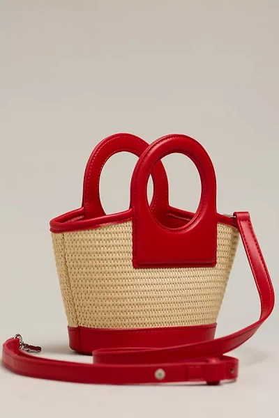 Melie Bianco Carson Raffia Handbag In Red