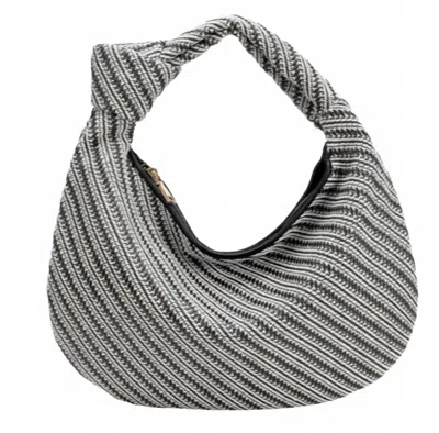 Melie Bianco Cher Large Raffia Recycled Vegan Shoulder Handbag In Black In White