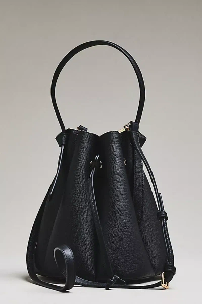 Melie Bianco Cinched Vegan Leather Bucket Bag In Black