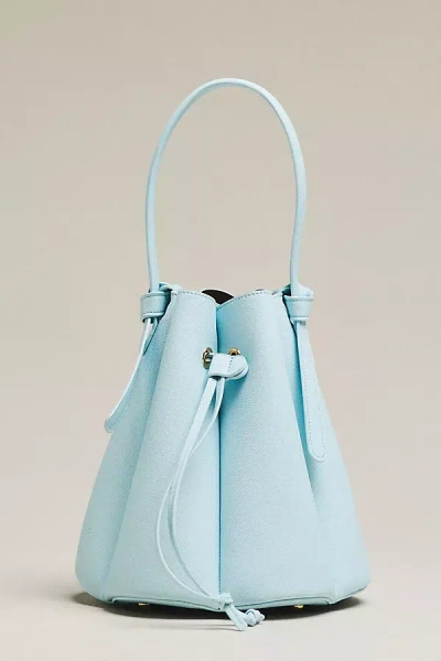 Melie Bianco Cinched Vegan Leather Bucket Bag In Blue
