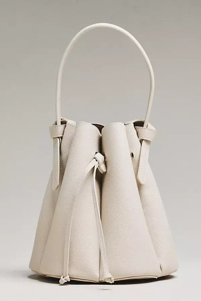 Melie Bianco Cinched Vegan Leather Bucket Bag In White