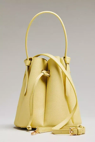 Melie Bianco Cinched Vegan Leather Bucket Bag In Yellow