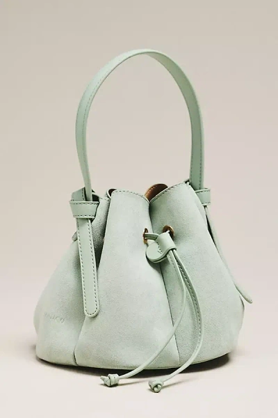 Melie Bianco Laguna Cinched Mini Faux-suede Bucket Bag In Green