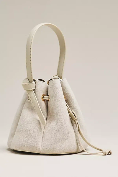 Melie Bianco Laguna Cinched Mini Faux-suede Bucket Bag In Grey