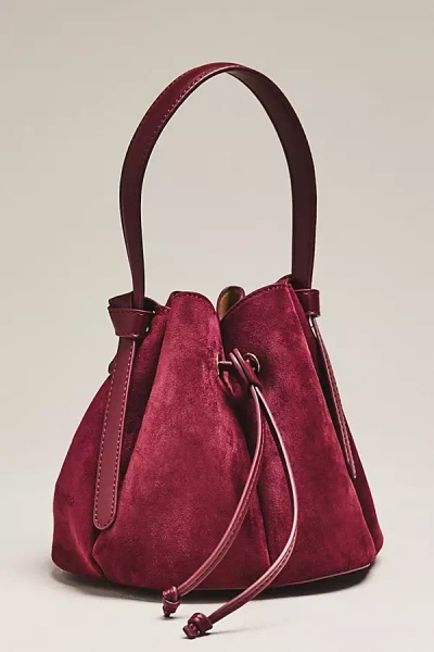 Melie Bianco Laguna Cinched Mini Faux-suede Bucket Bag In Red