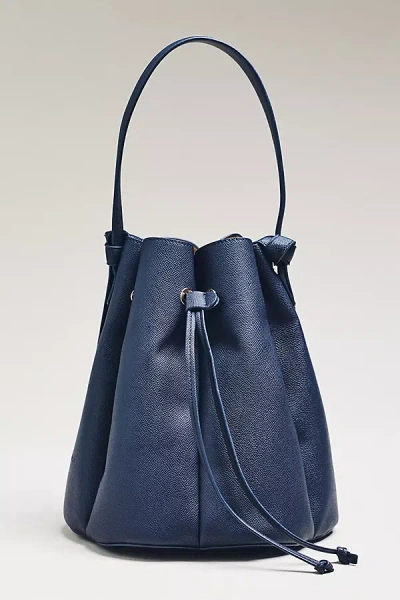Melie Bianco Laguna Cinched Vegan Leather Bucket Bag In Blue