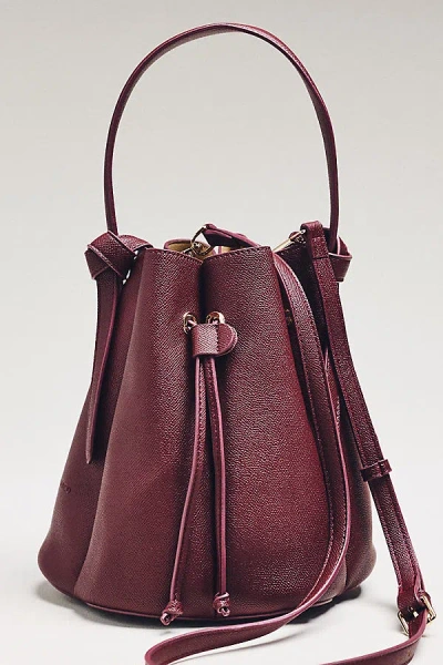 Melie Bianco Laguna Cinched Vegan Leather Bucket Bag In Burgundy