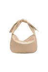 Melie Bianco Marni Crinkle Bow Shoulder Bag In Beige In Sand