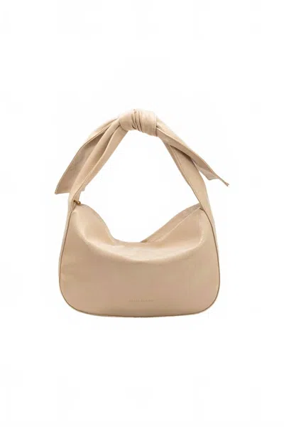 Melie Bianco Marni Crinkle Bow Shoulder Bag In Beige In Sand