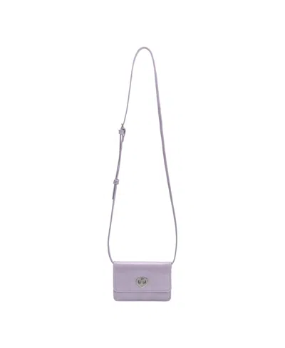 Melie Bianco Mini Heart Leather Card Holder Sling Handbag In Lilac