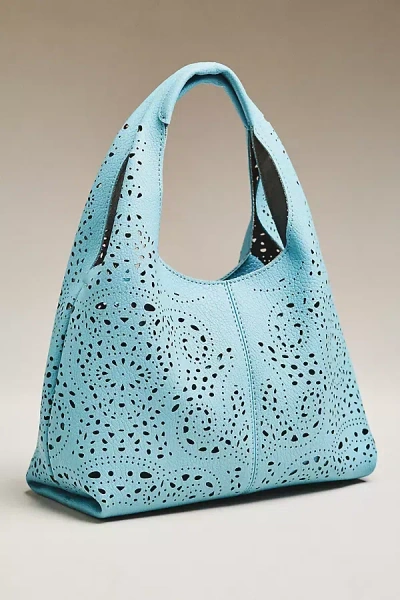 Melie Bianco Perforated Mini Hand Bag In Blue