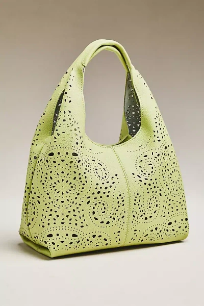 Melie Bianco Perforated Mini Hand Bag In Green