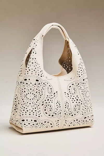 Melie Bianco Perforated Mini Hand Bag In White