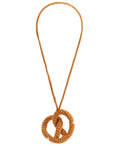 Melie Bianco Pretzel Crochet Bag Charm In Tan