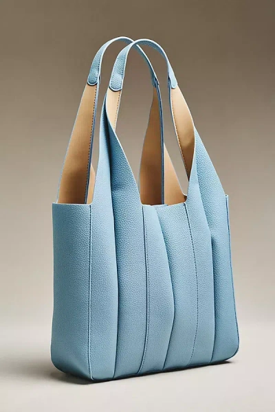 Melie Bianco Quilted Vegan Leather Harper Tote Bag In Blue