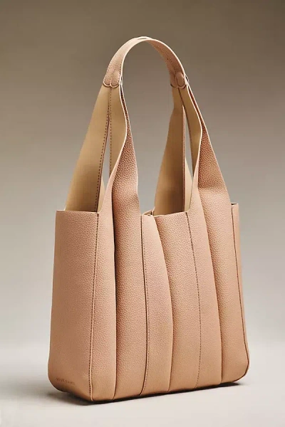 Melie Bianco Quilted Vegan Leather Harper Tote Bag In Sand