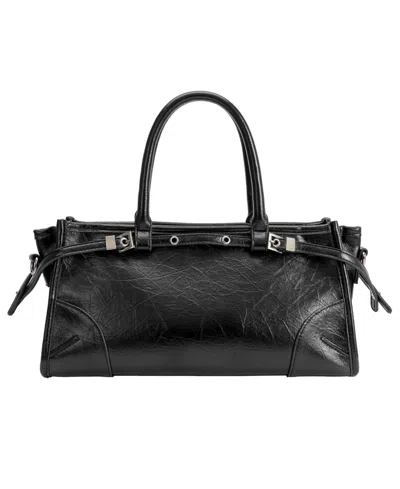 Melie Bianco Rhonda Medium Top Handle Satchel Handbag In Black