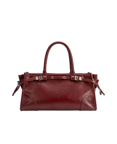 Melie Bianco Rhonda Medium Top Handle Satchel Handbag In Burgundy