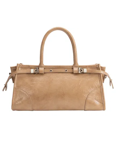 Melie Bianco Rhonda Medium Top Handle Satchel Handbag In Tan