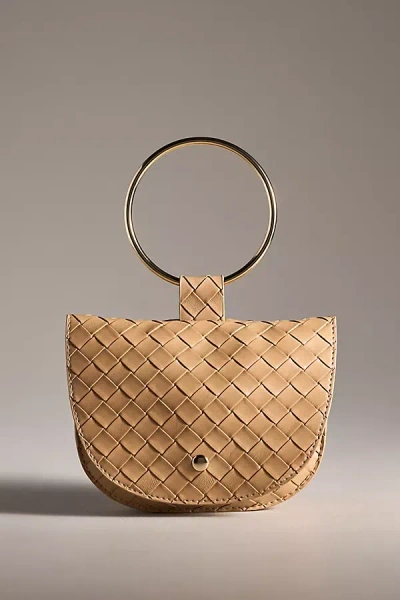 Melie Bianco Ring Top Handle Woven Satchel In Beige